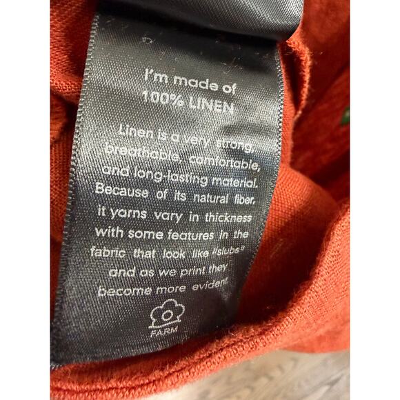 Farm Rio Rust Brown Wide Leg Linen Nautical Pants Relax Coastal Vacation Sz M - Picture 14 of 16